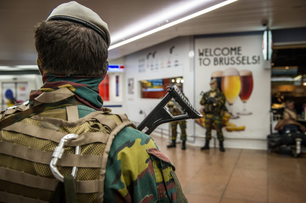 Belgian soldier in metro