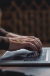 old hands typing